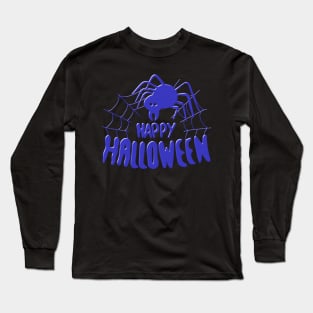 Happy Halloween Spider blue Long Sleeve T-Shirt